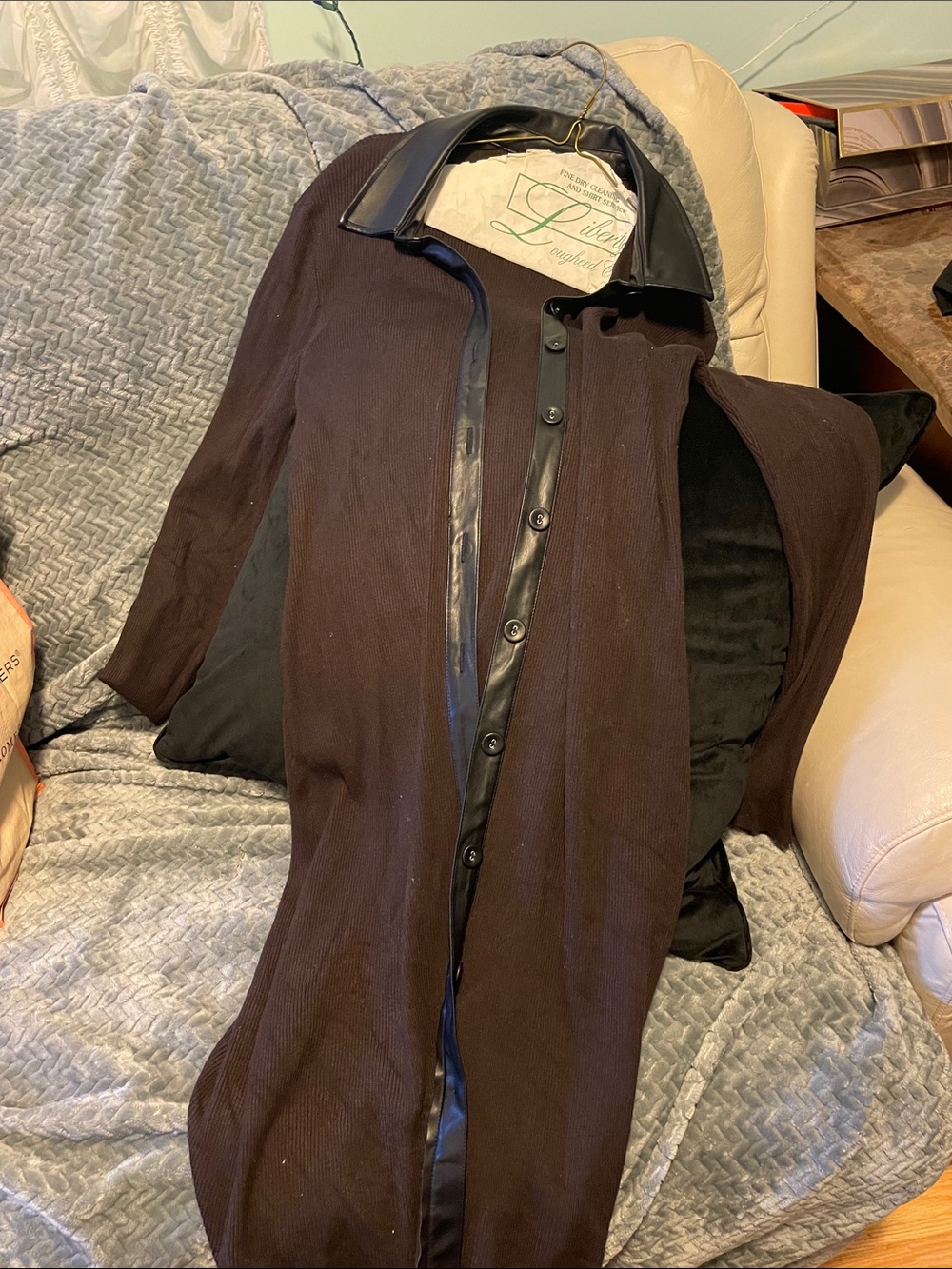 Ellen Tracy Dark Brown Trench Coat with Black Trim